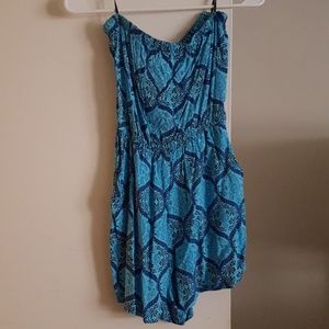 Blue tube top style romper